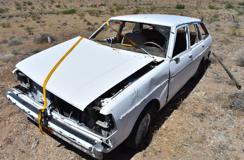 David Nehrbass and his crew actually began the recovery process, towing the Datsun a mile with a Ford F-350. Photo Credit: Motorsports Safety Solutions